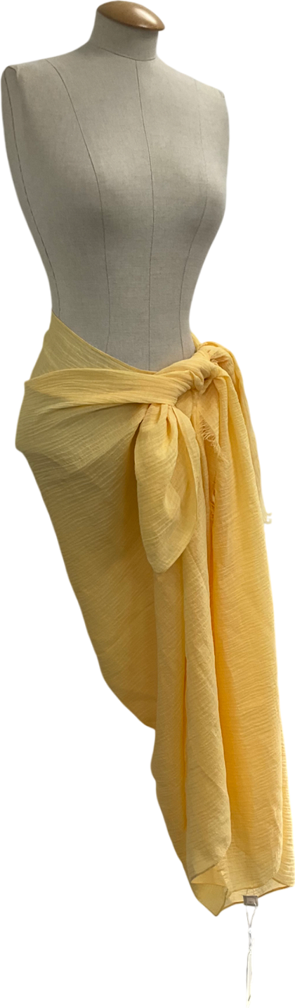 Monday Swimwear Yellow St. Striped Sarong In Honey Crinkle Linen One Size