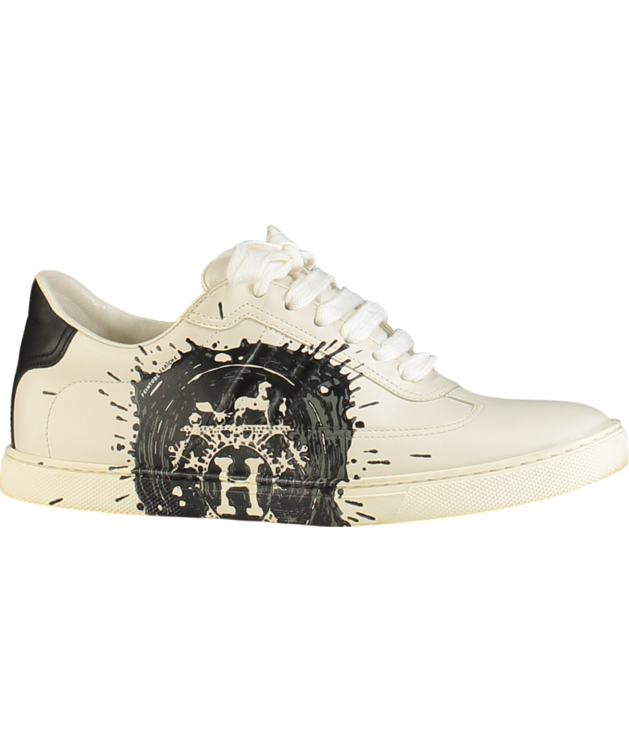 Hermès White White/ Black Quicker "H" Logo Trainers UK 2.5 EU 35.5 👠