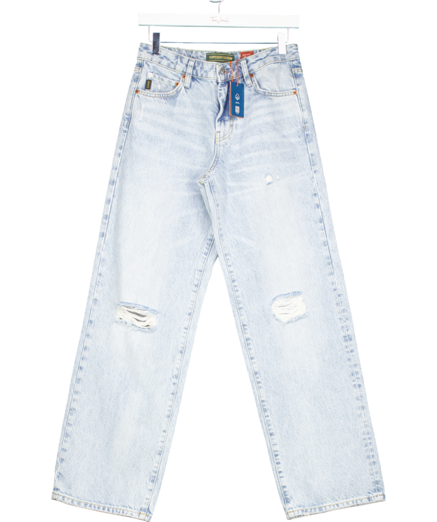 Superdry Blue Mid Rise Wide Leg Jeans W26