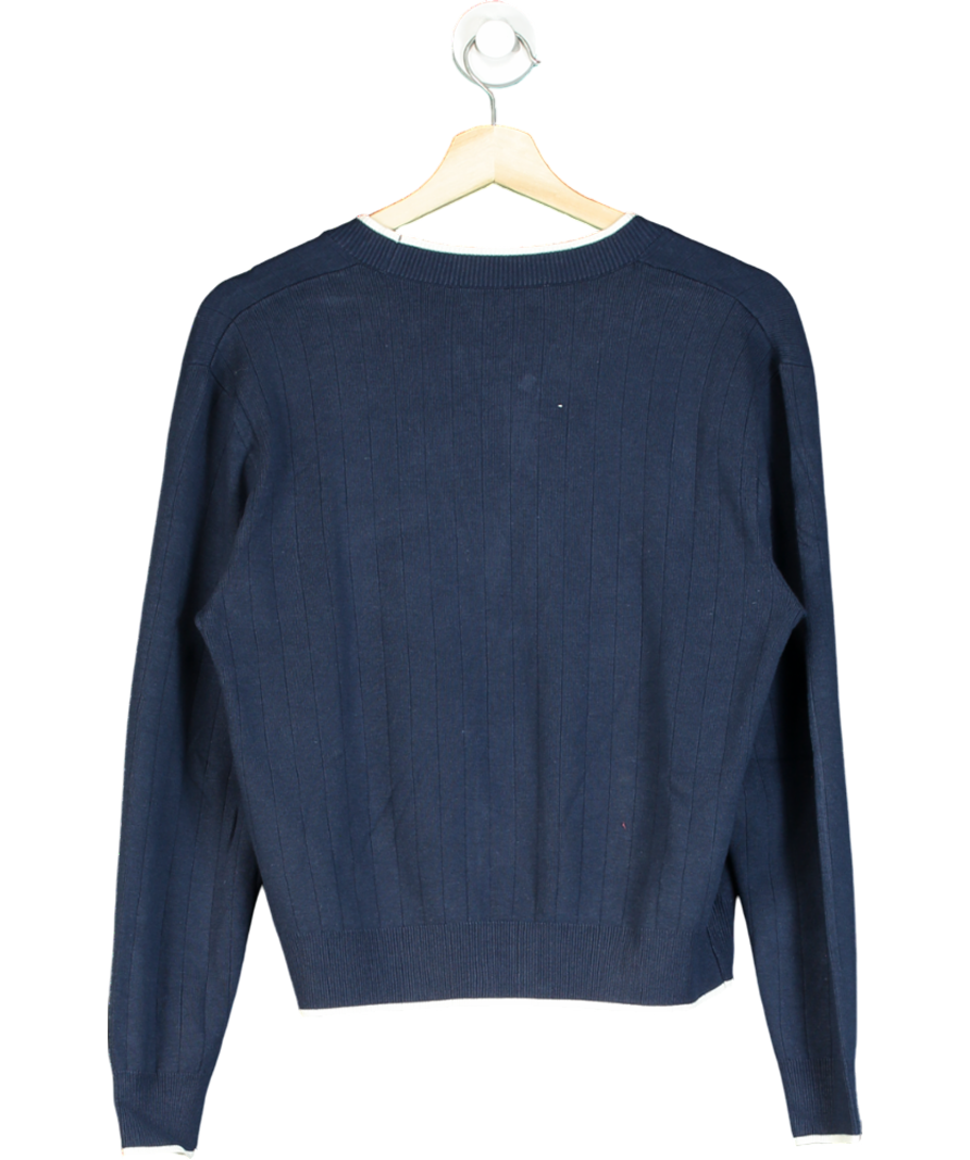 MANGO Blue Cardigan With Contrasting Trims UK S