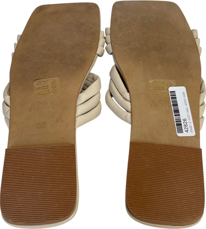 asra Nude Sebra Leather Flat Sandals UK 6 EU 39 👠