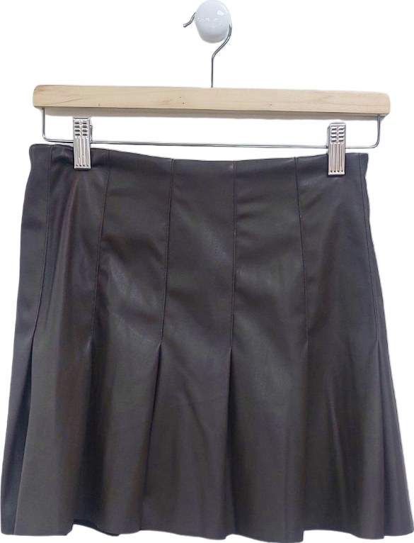 New Look Brown Pleated Skirt UK 8