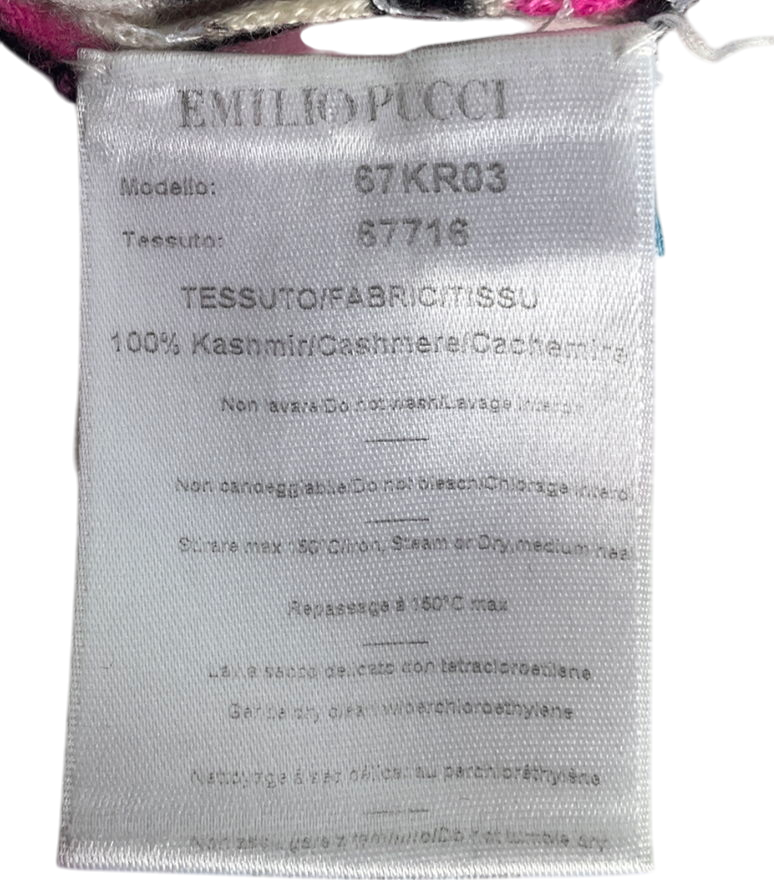 Emilio Pucci Multicoloured High Neck Pink Black And White Abstract Top UK 14