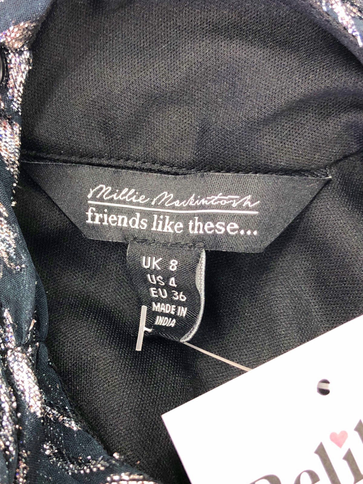 Friends Like These Millie Mackintosh Black/Silver Zebra Print Blouse UK 8