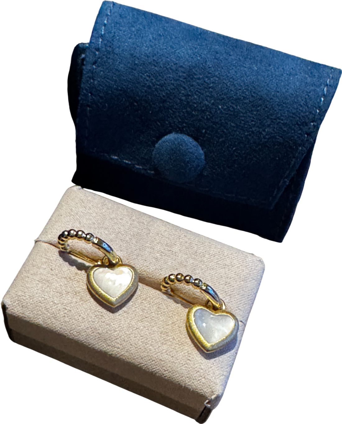 GINGIBERI Yellow Gold Vermeil  & White Mother Of Pearl  Heart Hoop Earrings