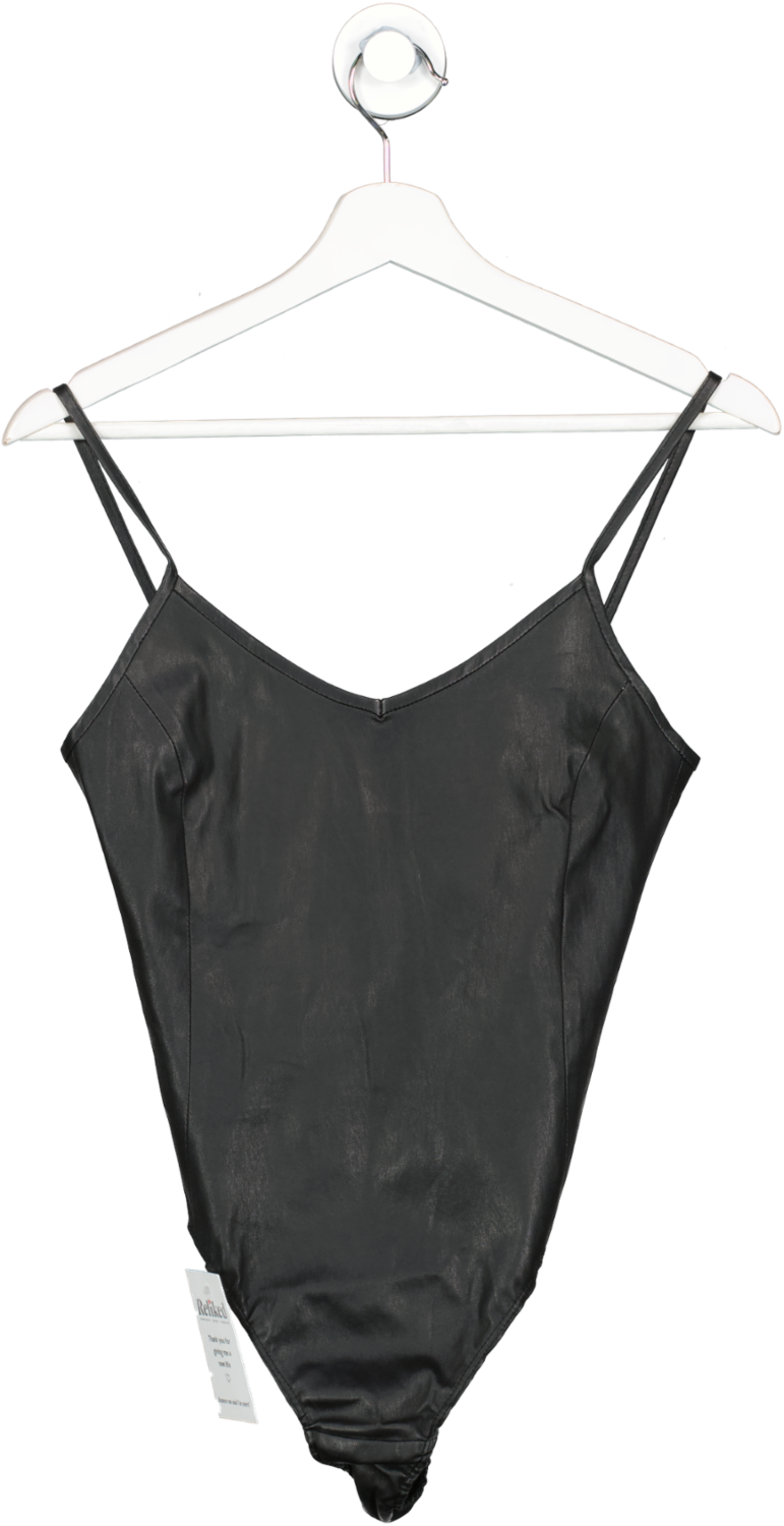 Black Leather Bodysuit UK S