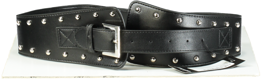 Nasty Gal Black PU Stud Buckle Waist Belt One Size