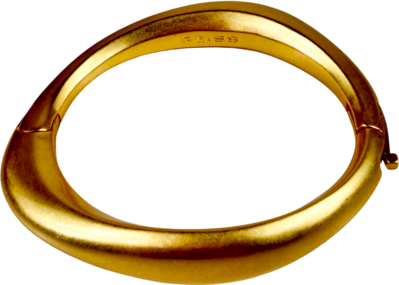 REISS Metallic Sierra Smooth Curved Hinged Bangle Bracelet, Gold One Size
