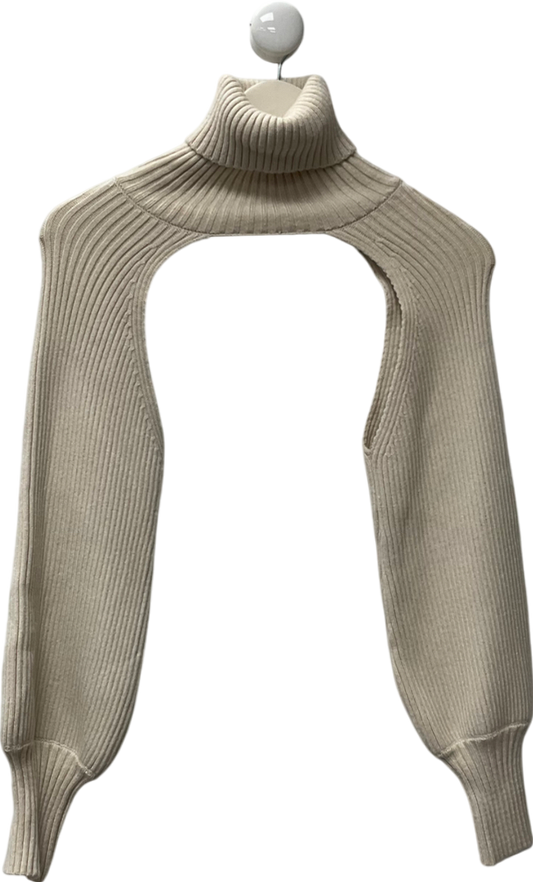 ZARA Cream Knit Arm Warmer Sweater UK M