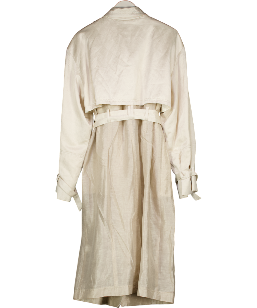 Ted Baker Cream Saila Patchwork Linen-blend And Woven Trench Coat UK 16