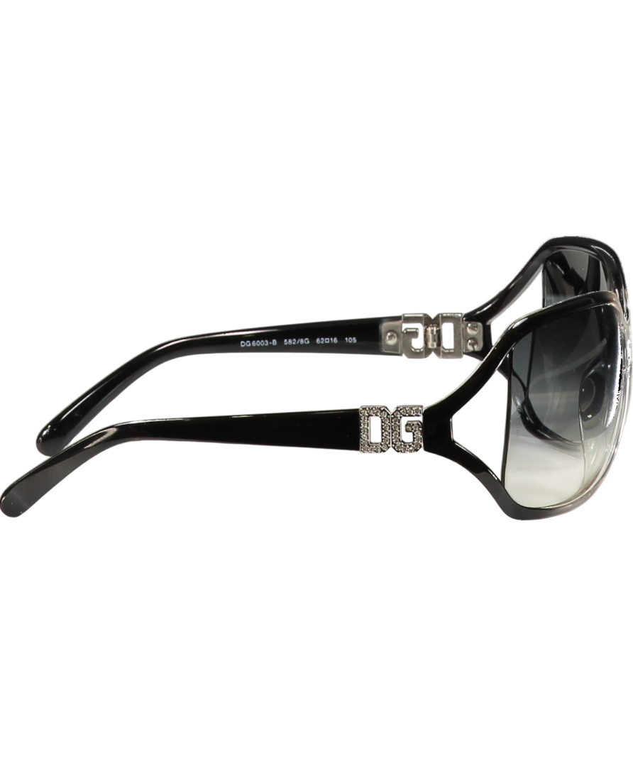 Dolce & Gabbana Black Crystal DG Logo Dg6003-b Sunglasses in Case & Box