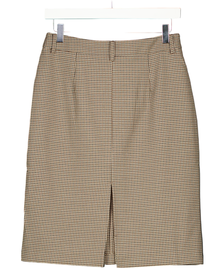 NA-KD Brown Check Pencil Skirt UK 8
