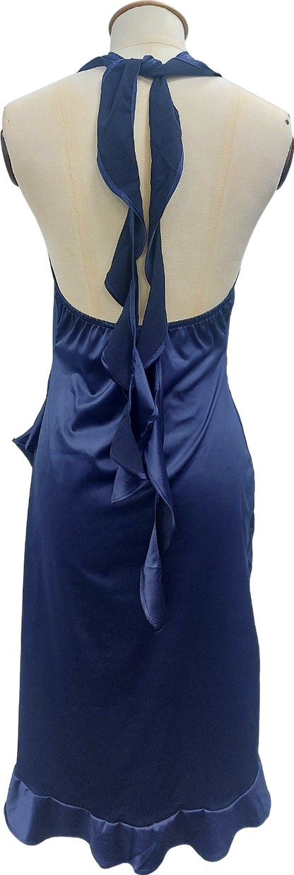 Souki Belair Blue Ruffle Halter Dress UK S