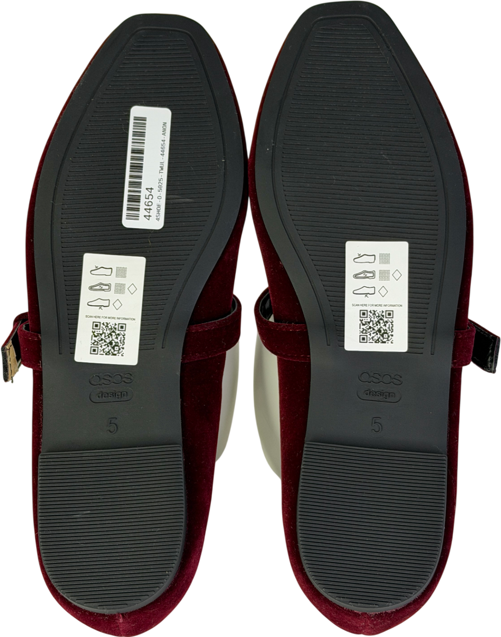 ASOS Red Leah Mary Jane Ballets In Burgundy Velvet UK 5 EU 38 👠