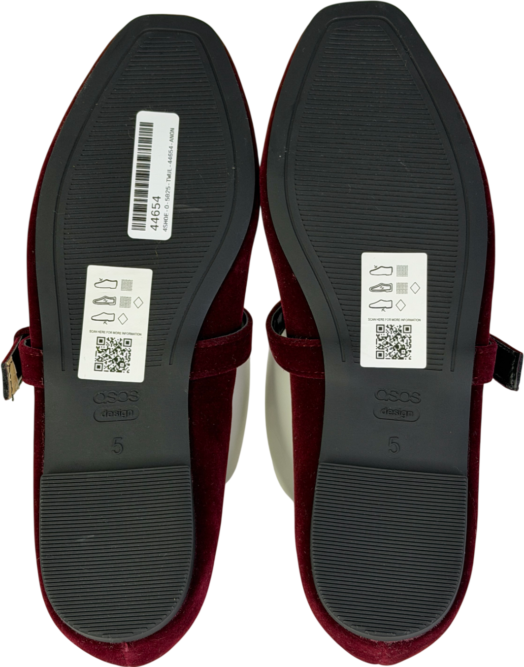 ASOS Red Leah Mary Jane Ballets In Burgundy Velvet UK 5 EU 38 👠