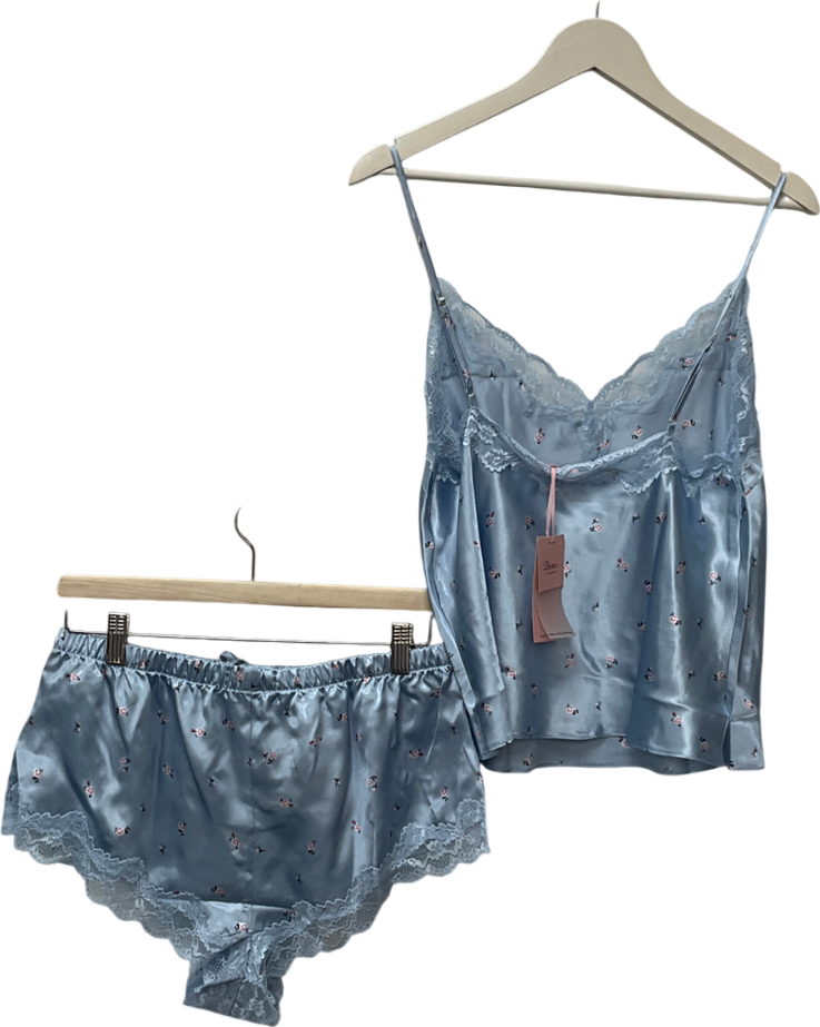 boux avenue Blue Amelia Satin Ditsy Floral Cami Set UK 12