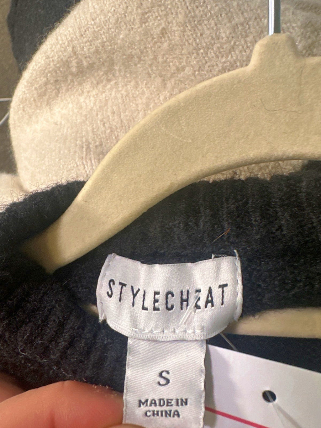 StyleCheat Black & White Colour Block Jumper UK S