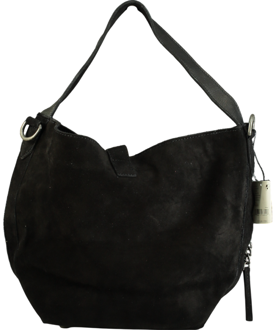 Free People Black Suede Adjustable Strap Shoulder Bag