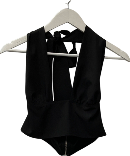 PrettyLittleThing Black Halter Neck Bralet UK 8