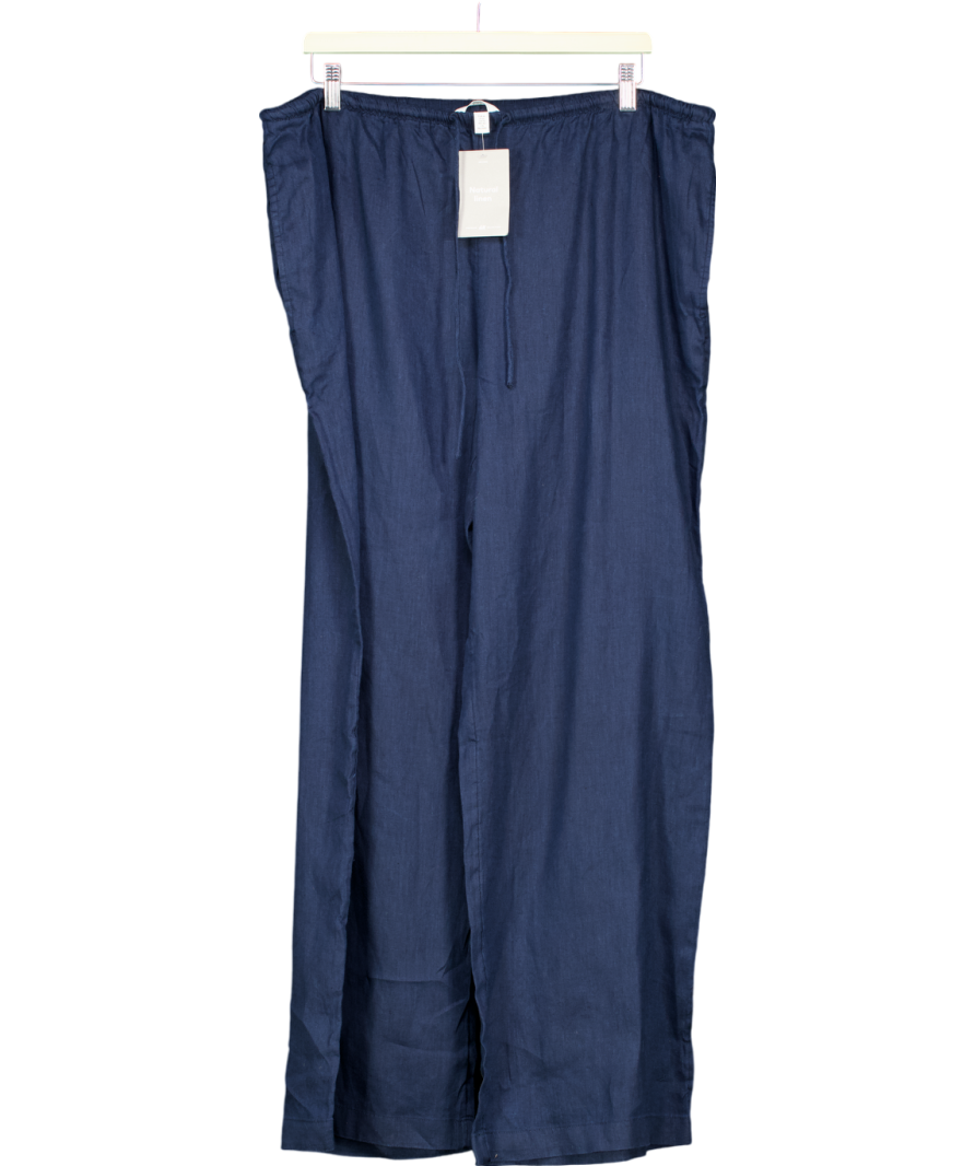 H&M Blue Linen Drawstring Trousers UK XL