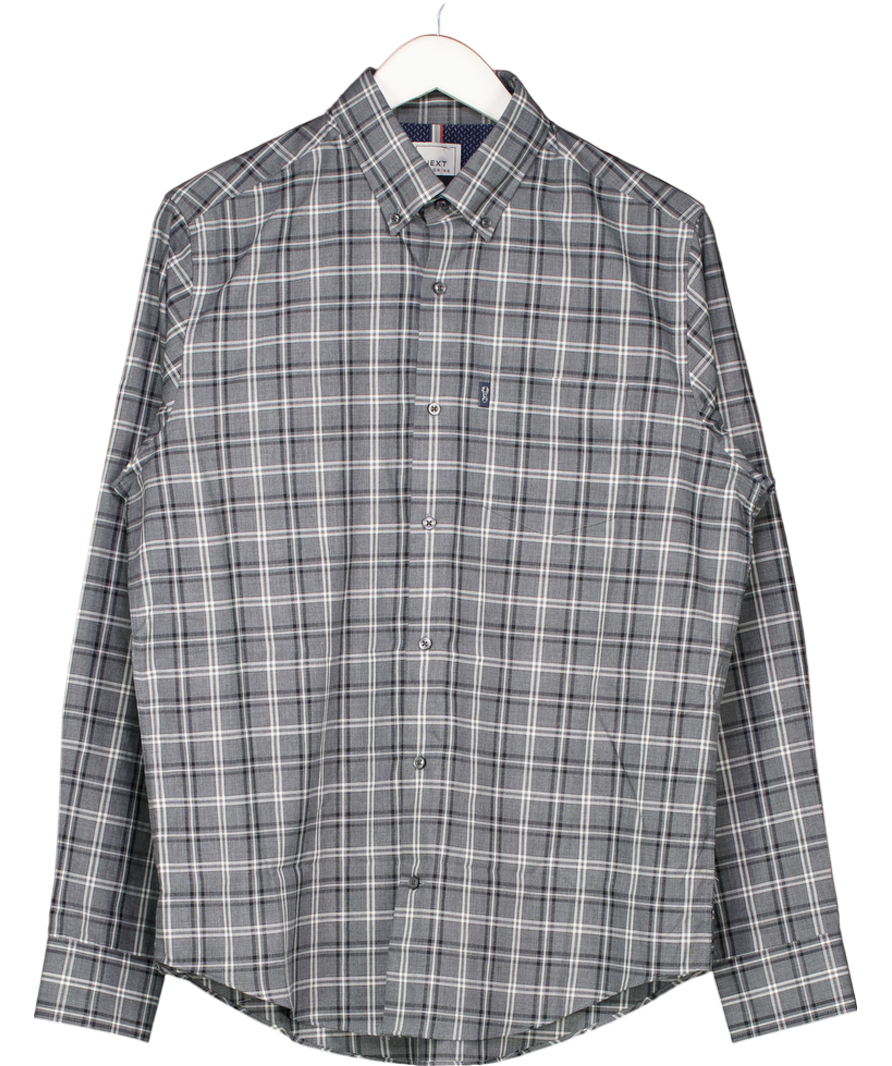Next Grey Checked Long Sleeve Shirt UK M