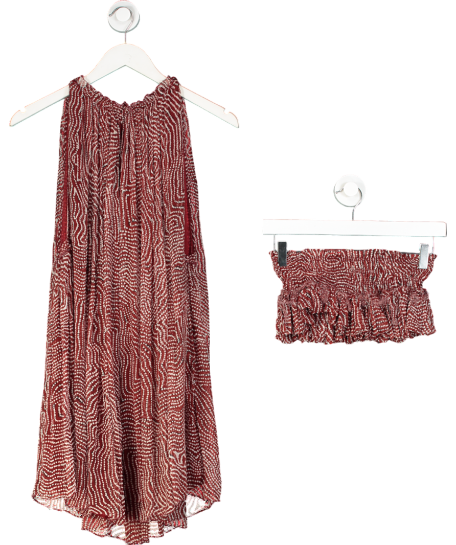Isabel Marant Red Spotted Chiffon Sleeveless Dress UK 6