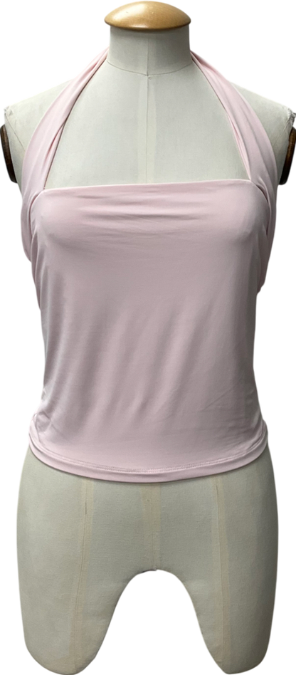 White Fox Pink Out Of Touch Halter Neck Top UK L