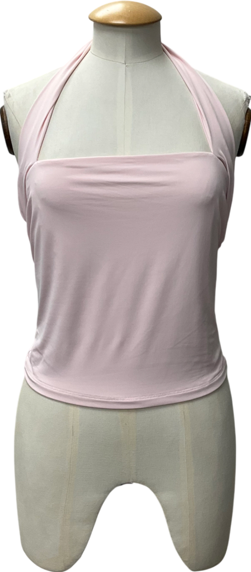 White Fox Pink Out Of Touch Halter Neck Top UK L