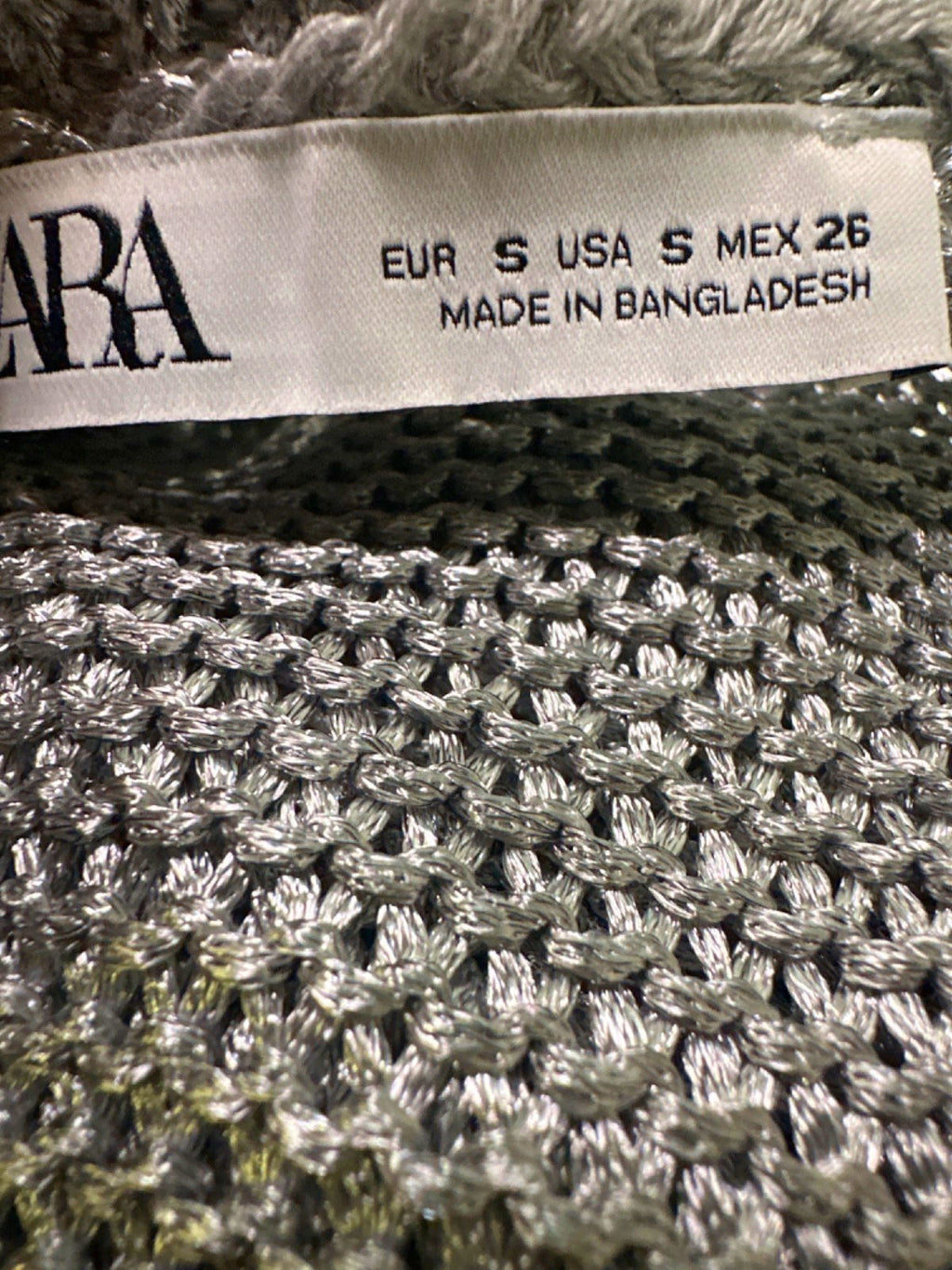 Zara Silver Knit Tank Top UK S