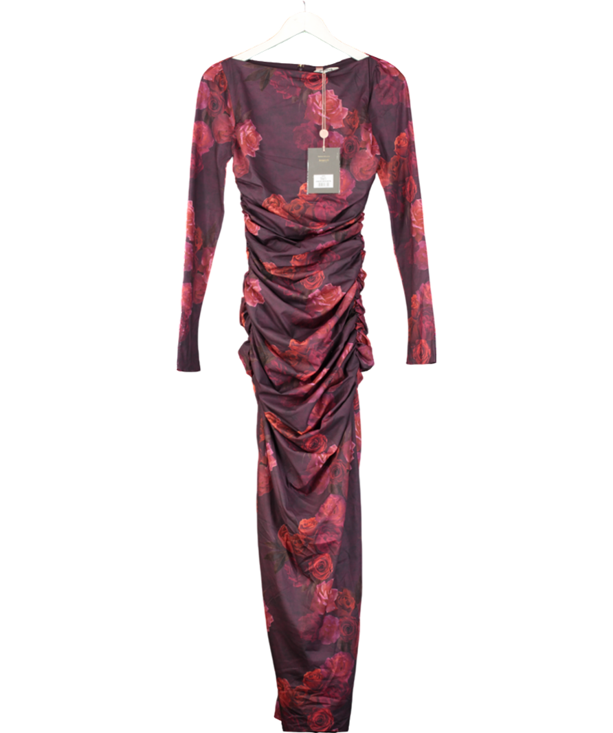 House of CB Red Lanetta Floral Print Stretch Woven Maxi Dress UK S