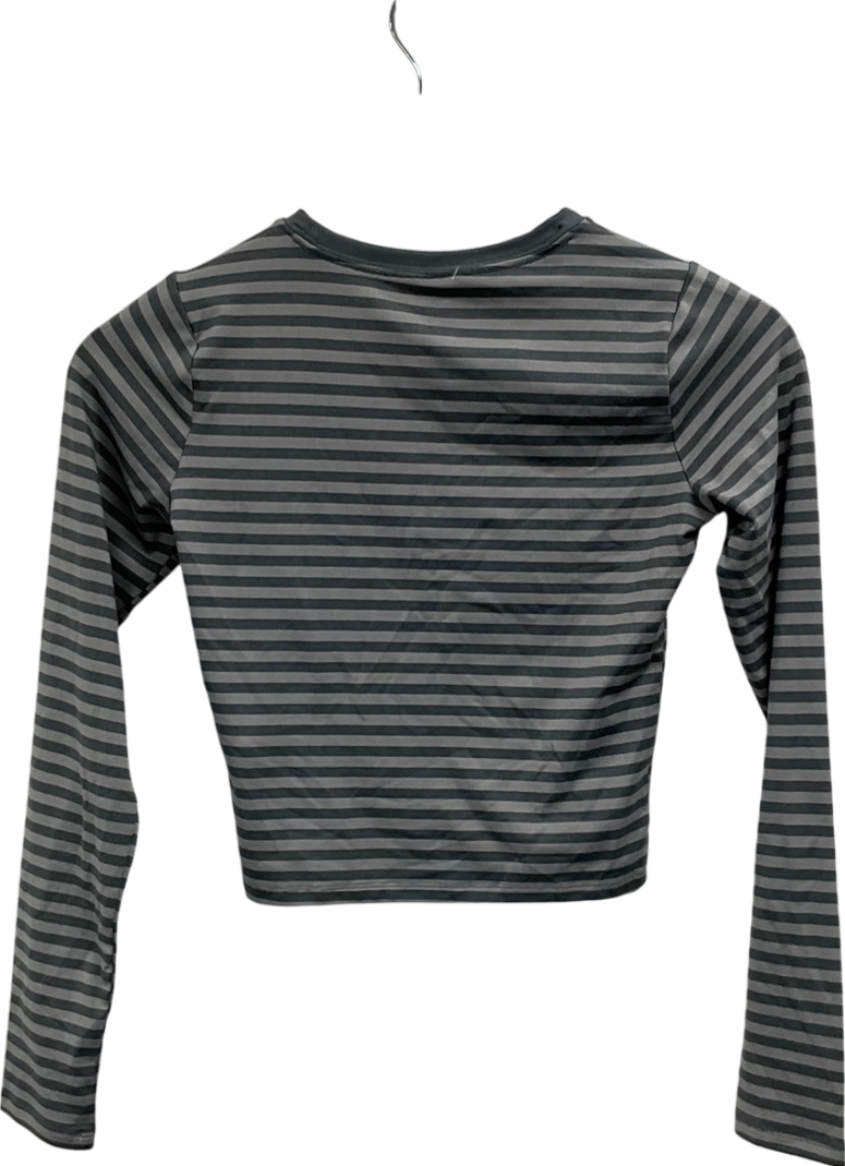 Hollister Grey Striped Long Sleeve Top UK XS
