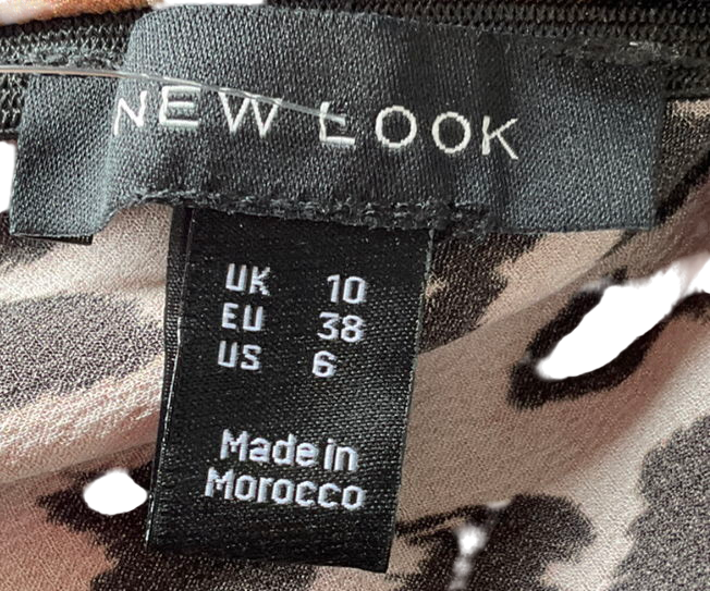 New Look Brown Animal Print Textured Satin Midi Skirt UK 10