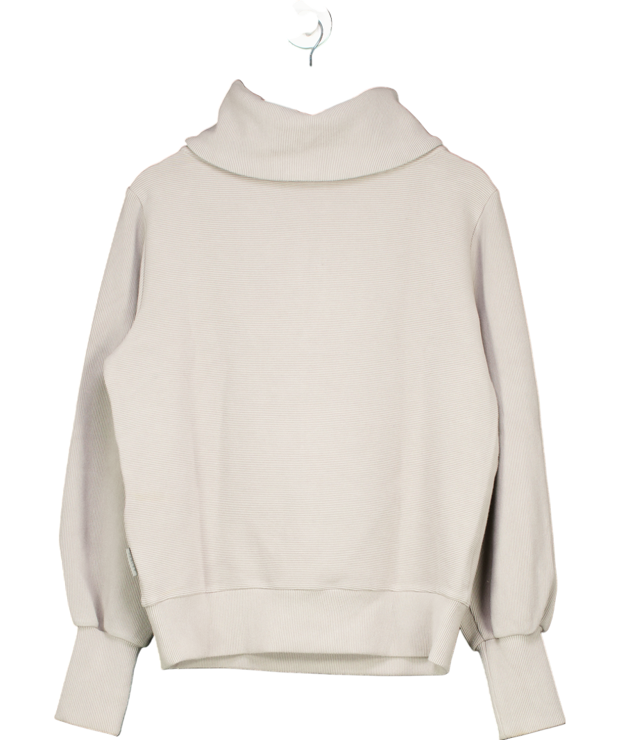 Varley Grey Vine Ribbed Jersey 1/2 Knit Sweatshirt UK S