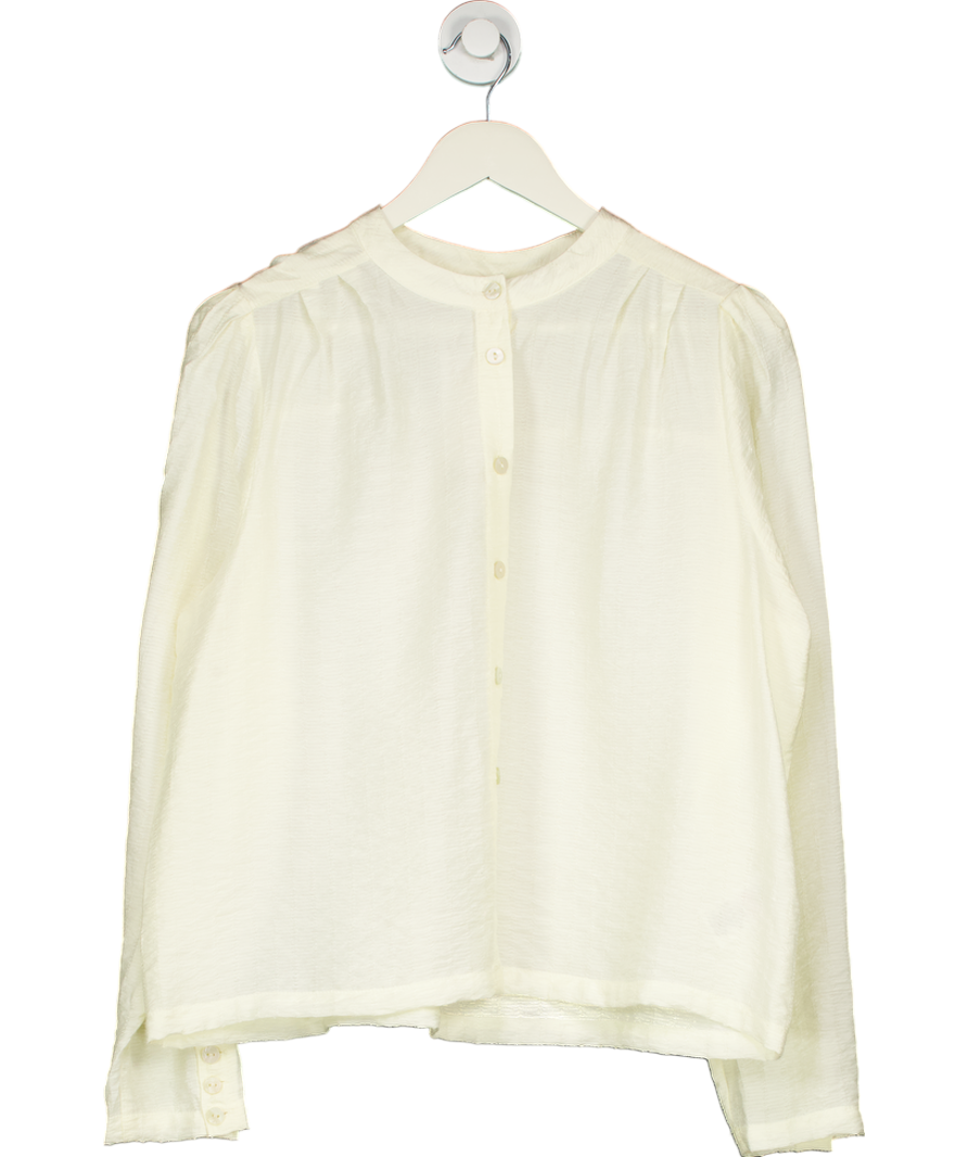 Oliver Bonas White Textured Striped Sheer Blouse UK 14