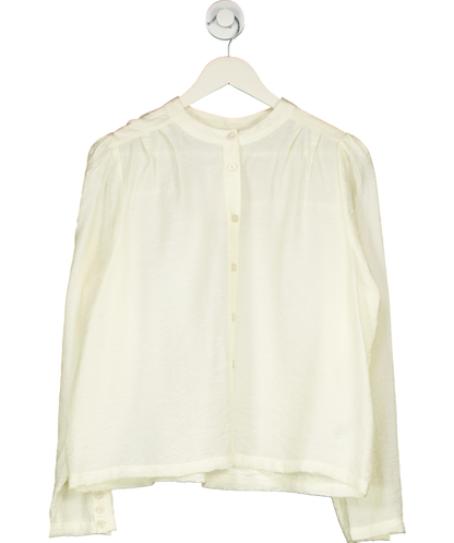 Oliver Bonas White Textured Striped Sheer Blouse UK 14