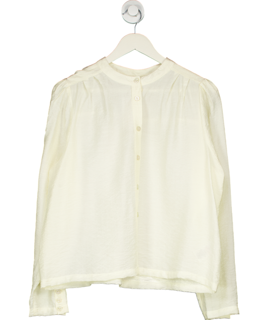 Oliver Bonas White Textured Striped Sheer Blouse UK 14