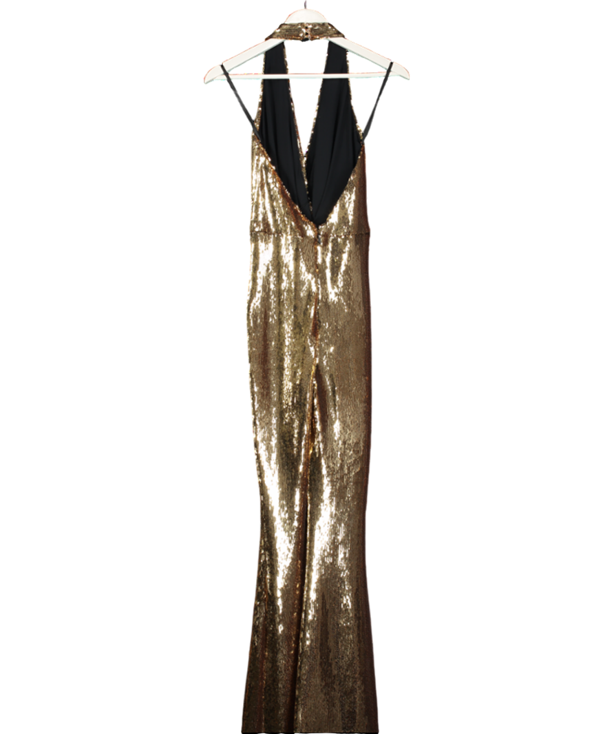 Nadine Merabi Metallic Tianna Gold Jumpsuit UK S