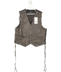 ZARA Brown Vintage Effect Leather Waistcoat UK L