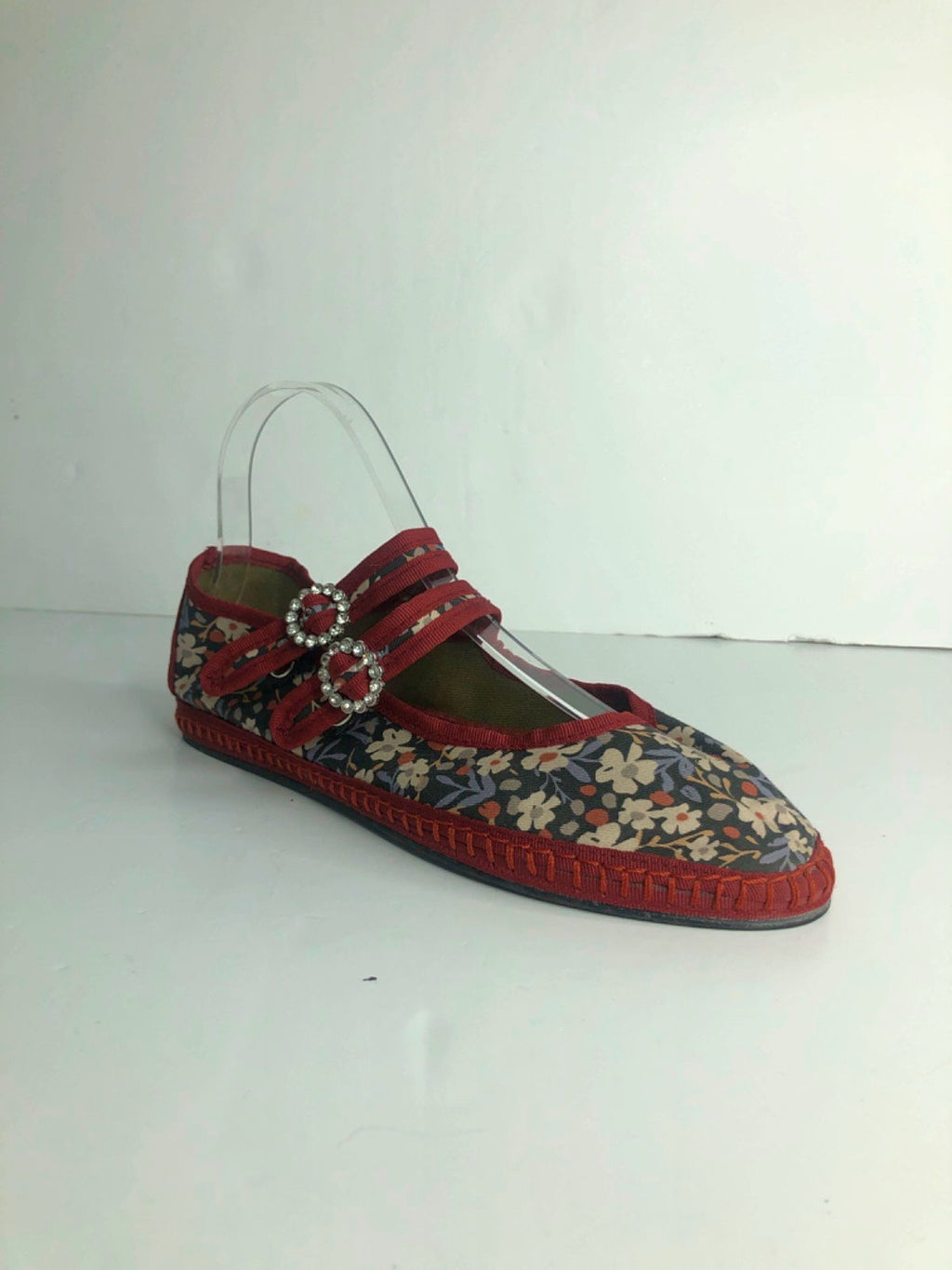 Sveti Stefan Red Floral Print Mary Jane Shoes UK 5 EU 38