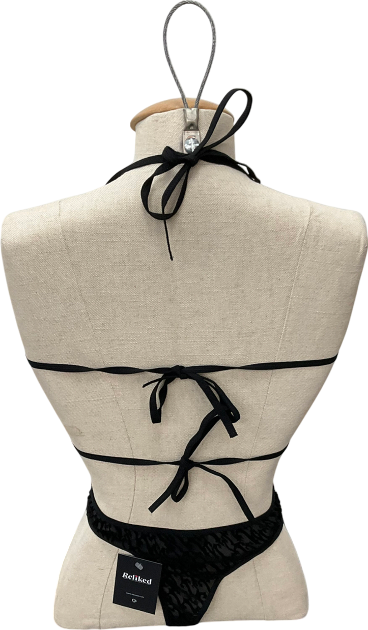 trapstar Black Women’s Jacquard Mesh Halterneck Bodysuit UK S