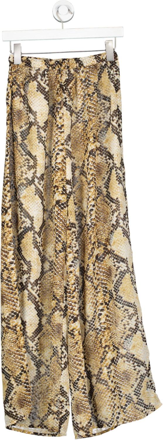 Candypants Brown Drawstring Beach Trouser In Snake Print UK S