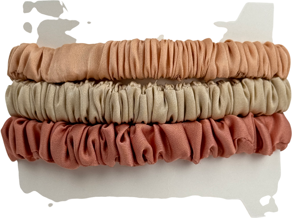 SILKI. Nude Set Of 3 Luxury 100% Mulberry Silk Hair Scrunchies - Nudes One Size