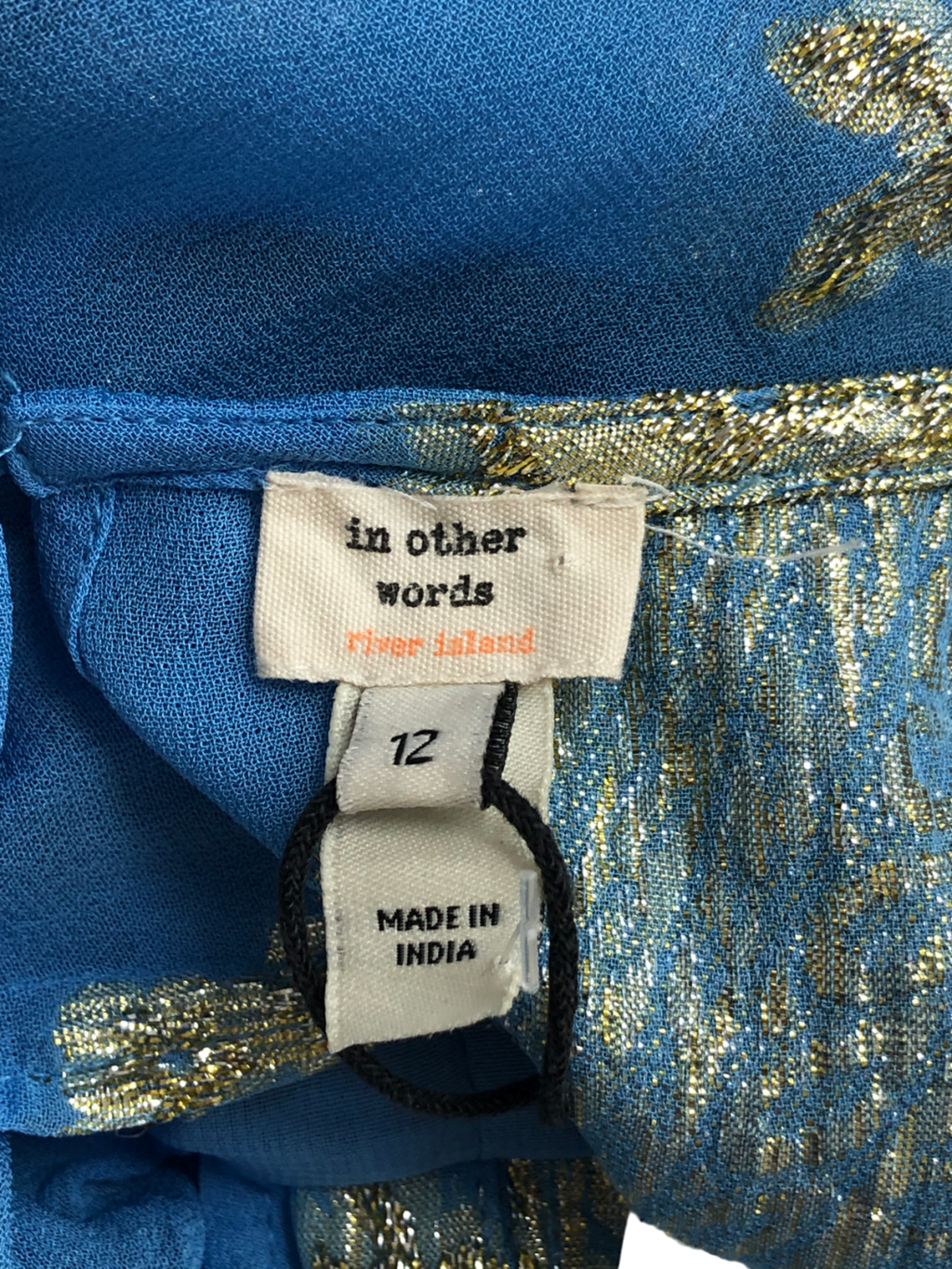 River Island Blue Metallic Detailed Play Suit UK 12