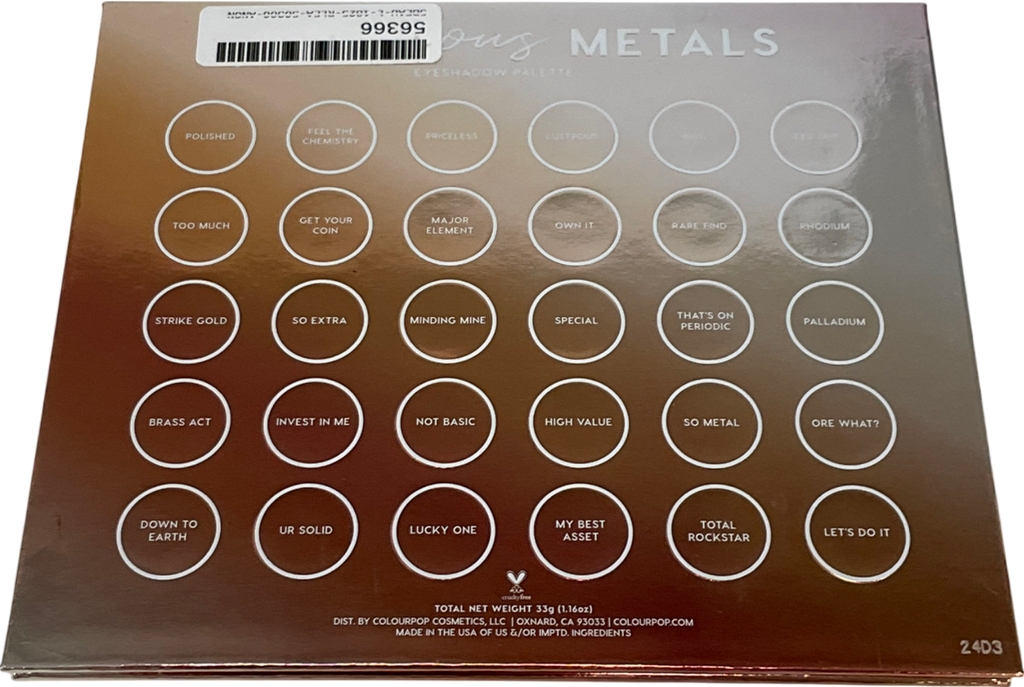 colourpop Precious Metals Sparkly Neutral Palette Precious Metals 33g