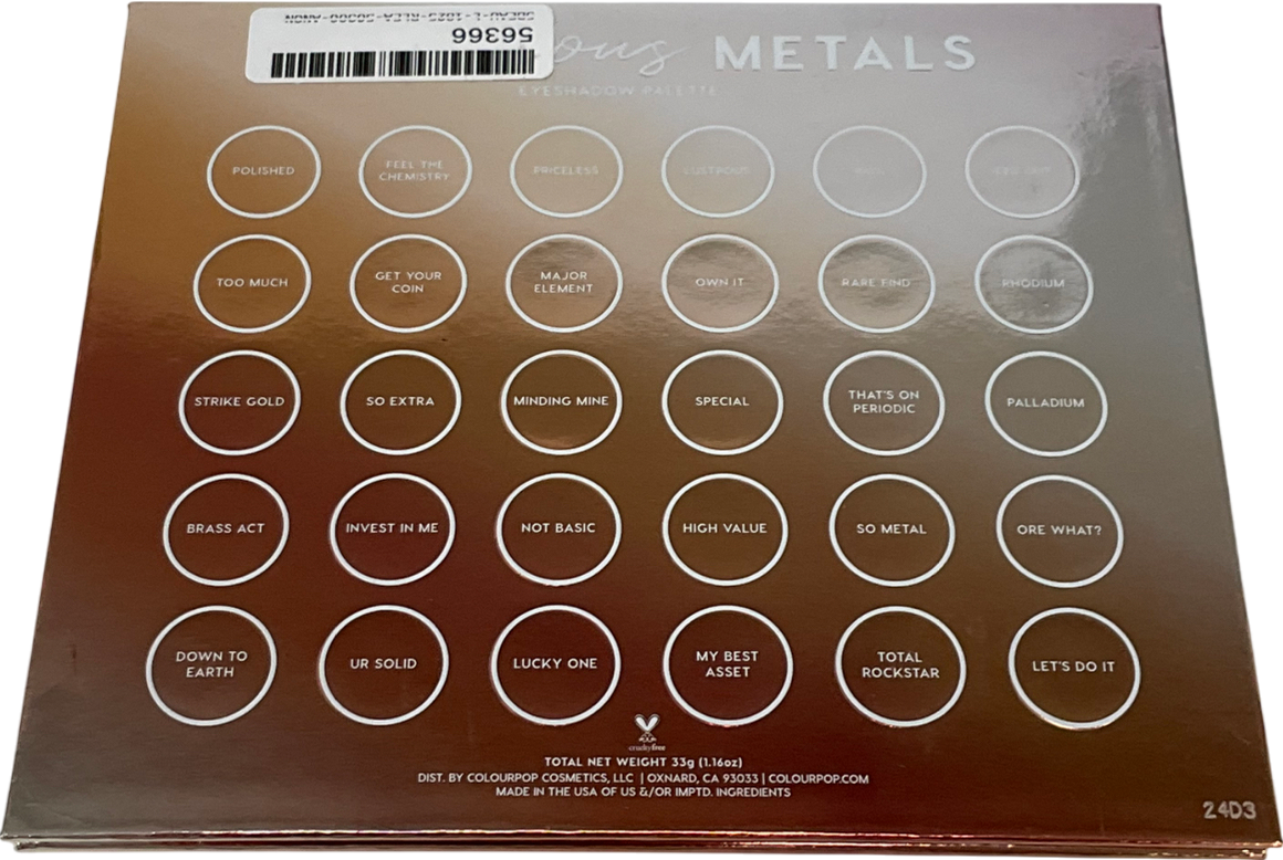 colourpop Precious Metals Sparkly Neutral Palette Precious Metals 33g