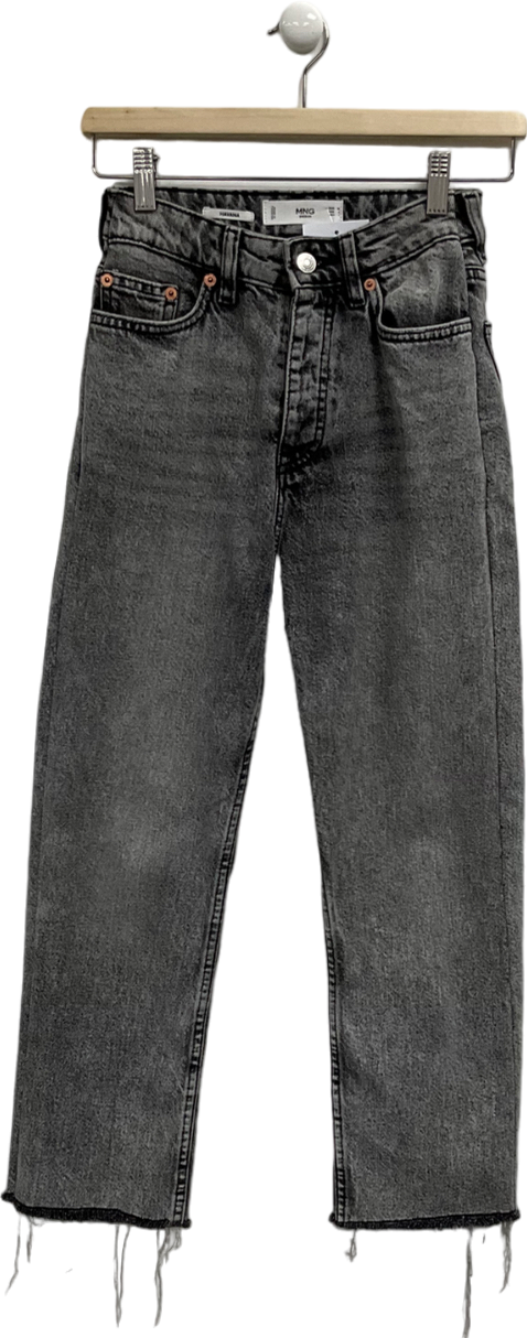 MANGO Black Havana Straight Leg High Waisted Jeans UK 6