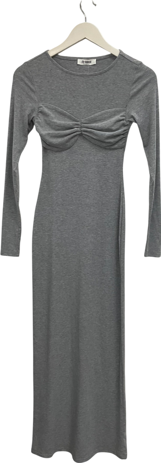 4th & Reckless Grey Bust Detail Maxi Dress UK 6