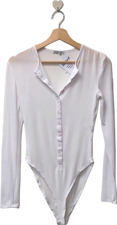 Zara White Long Sleeve Bodysuit UK S