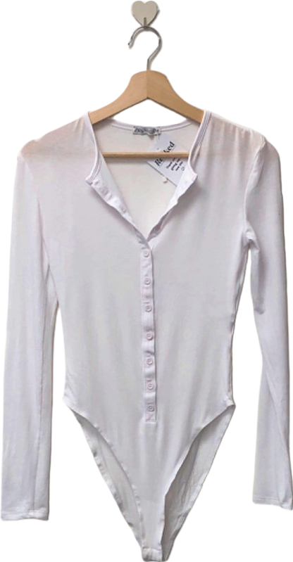 Zara White Long Sleeve Bodysuit UK S