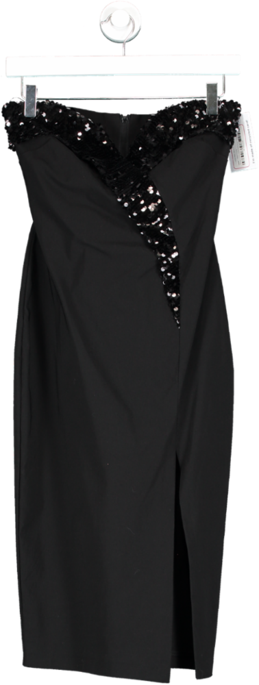 Vesper Mindy Black Sequin Strapless Midi Dress UK 8
